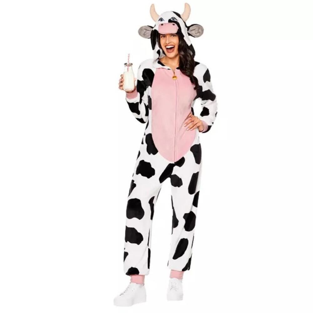 Spirit Halloween Cow Jumpsuit Adult M (8-10)